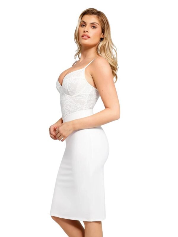 Shapewear Sculpting Lace Corset Midi Slip Dress - Image 2