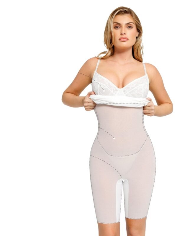 Shapewear Sculpting Lace Corset Midi Slip Dress - Image 3